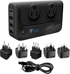 International Adaptateur de voyage & Convertisseur de tension 220V à 110V, avec 2 Norme AC les points de vente, 5 adaptateurs (US Câble d'alimentation, type C/L/I/M/G), port de recharge rapide de type C, & 3 USB Les ports.