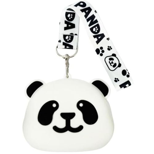 Coin Purse for Women,Silicone Mini Makeup Bag,small zipper pouch for purse-Mini Cute Change Purse, Coin Purse & Pouch for Coins, Keys, Lipstick, and Earphones(White Small Panda Crossbodybag)