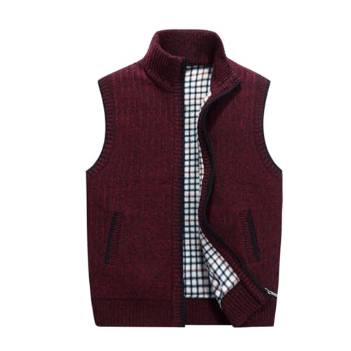 Men's Knitted Sweater Vest Stand-Up Collar Zinpper Cotton Soild Cardigans Sleeveless Top Casual Loose Golf Man Vest3
