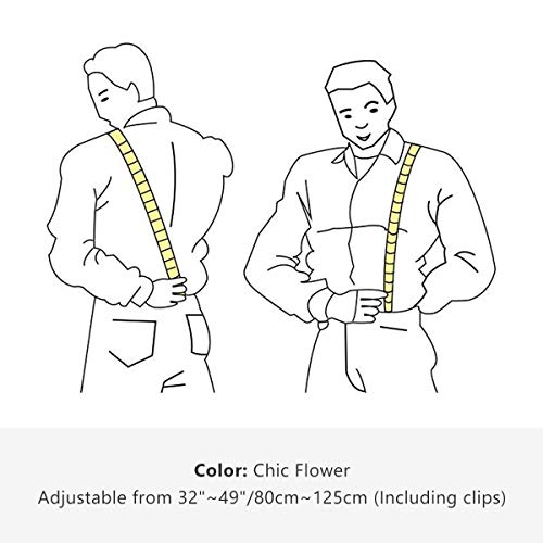 Grade Code Y Back Mens Suspenders, With 6 Heavy Duty Clips Wide Adjustable Elastic Braces For Casual&Fomal (Chic Flower) #TOP6