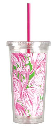 Lilly Pulitzer Tumbler with Straw, Pink Colony