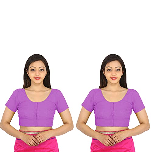 Image of Namita Women's Cotton Half Sleeve Blouse (U-COT-COM-2-LIGHTPURPLE-LIGHTPURPLE-40 Lightpurple-Lightpurple 40)