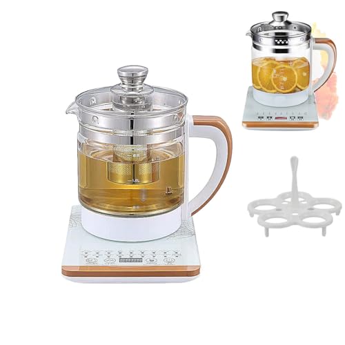 Tetera eléctrica de vidrio con colador para té blanca