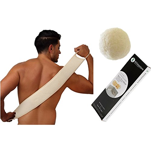 Excellent Back Scrubber, Free Konjac Sponge - Effectively Exfoliate Leaving Clean Smooth Skin the Ultimate Loofah Back Scrubber for Men and Women for Bath or Shower
