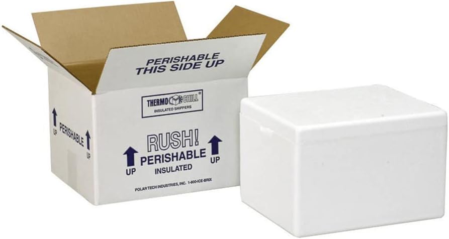 Polar Tech 245C Thermo Chill Insulated Carton with Foam Shipper, Medium, 17" Length x 10" Width x 8-1/4" Depth