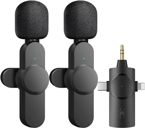 MAYBESTA Divine Wireless Lavalier Omnidirectional Microphone System Vlog for Type-C Android & iPhone,Plug and Play,Noise Reduction,No Need APP & Bluetooth (3 in 1 Dual MICC,)