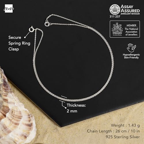 Image of Amberta Italian Sterling Silver Anklet for Women 925 | Adjustable Ankle Bracelets for Women Beaded Heart Summer Jewellery