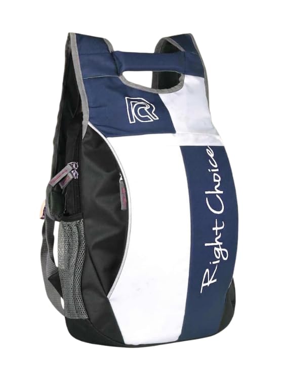 Right Choice Men's Backpack, Navy Blue and White with Mesh Pockets-picture-53