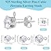 Beebeecraft 1 Box 30Pcs Cubic Zirconia Earring Posts with Loop 925 Sterling Silver Pins Earring Studs Findings for DIY Jewelry Making (5/7.5/9mm)
