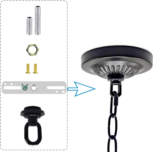 Image of ECUDIS Light Fixture Cross Bar Kit, 1 /4 IP Center Lamp Screw Collar Canopy Hardware Set (Black, Pack of 1)
