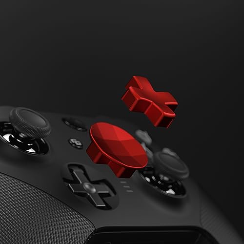 Image of eXtremeRate 2Pcs Metallic Scarlet Red Magnetic Stainless Steel D-Pads for Xbox Elite 1 /2 Controller, Replacement Directional Pad Button Kits for Xbox One Elite & Xbox One Elite Series 2 Controller