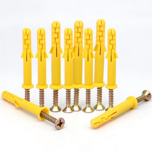 Plastic Wall Anchors with Screws, 8 Pack, 2.36 inch Length Expansion Tube Set, Fits 0.39 inch Drill Bit, for Wall Mounting and Fastening