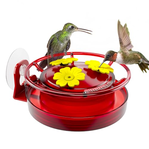Birdream Window Hummingbird Feeder 5oz Small Plastic Nectar Holder with Ant Moat 3 Feeding Ports Compact Window-Mounted Hummingbird Feeder for Outdoors 1 Pack