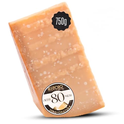 Parmigiano Reggiano de Montaña Affinoro – 80 Meses de Maduración – Ideal solo o con Miel, Vinagre Balsámico, Compotas y Vinos – Queso Italiano de 750 g – GUSTOEMILIA