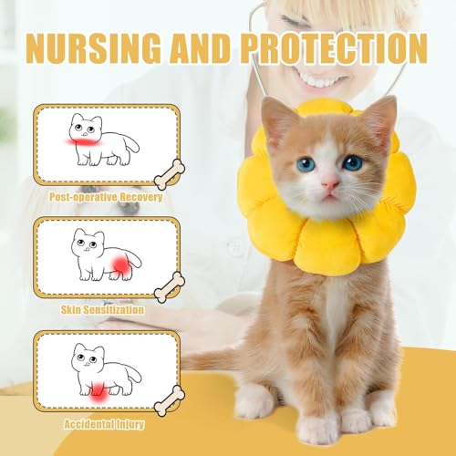 Image of HOMBYS Soft Dog Cone for Dogs and Cats, Cute & Fluffy Flower Shape for Calming, Adjustable Dog Collar Alternative After Surgery, Protective Elizabethan Collar for Dogs Recovery & Stop Licking, S