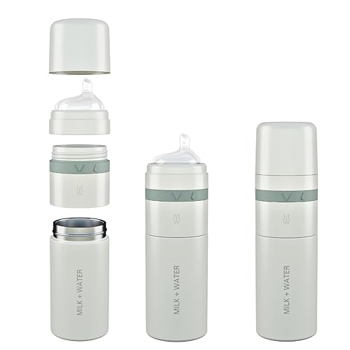 Miniatura 10 de MILK & WATER - Dispensador de biberones y fórmula para bebés todo en uno, 9 onzas, mantiene el agua caliente y la fórmula fresca, biberón para Rosa