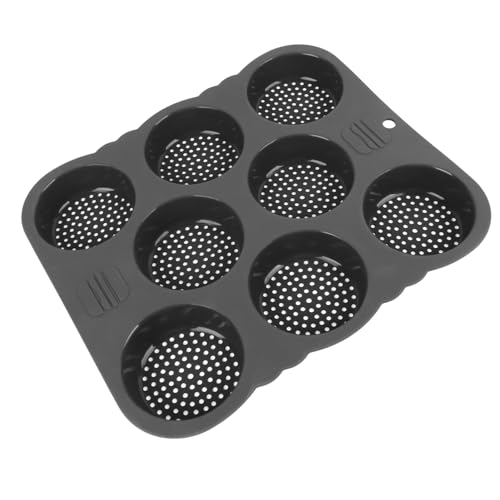 TIKATARER 8 Cavidades de Moño de Hamburguesa de Silicona, No Palo, Sartén para Hornear Al Calor para Bollos Caseros, Horno y Microondas para Fabricantes de Pan Seguro