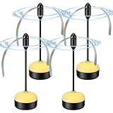 PKBD 4er-Pack Fliegenwedler für Tische, Batteriebetriebener Fliegenvertreiber, Tragbare Fliegenabwehr mit Warmweißer LED und Weichen Blättern – Ideal für Küche, Terrasse, Camping, Schwarz