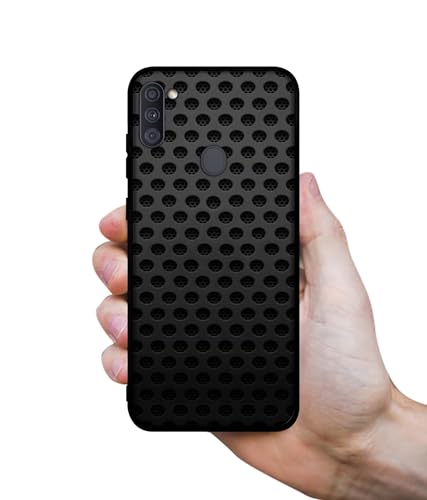 Image of Black Circle Design Premium 2D Printed Metal Back Case Cover for Samsung Galaxy A11 4G / M11 4G