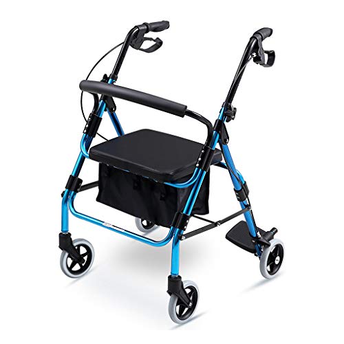 Deambulatori- Rollator Pieghevole Leggero a Quattro Ruote con cestello per la Spesa, Regolabile in Altezza, Sedia a rotelle/Carrello, per Chi ha Una Presa Debole