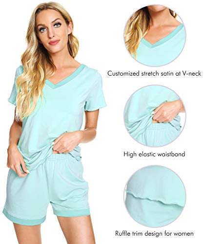 Image of WiWi Viscose from Bamboo Pajamas Set for Women Super Soft Short Sleeve Cooling Summer Plus Size Pjs Sets Sleepwear S-4X