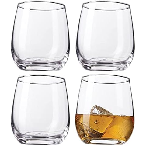 12oz Drinking Glass Tumbler - Set of 4 - Premium Clear Glasses For Wine, Shots, Cocktails, Scotch and All Purpose Drinking Cups - Elegant Stemless Design - Dishwasher Safe - by Kitchen Lux… Cover