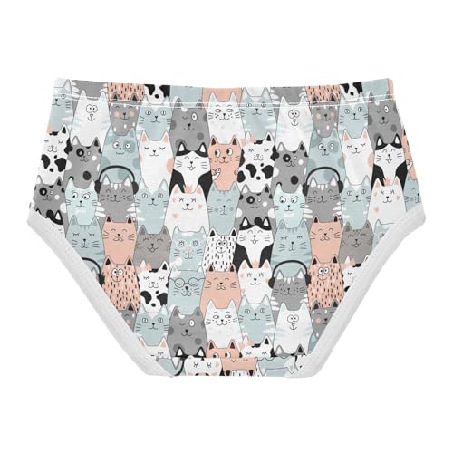 Little Girls' Soft Cotton Underwear Kids Breathable Comfort Funny Cartoon Cat Panties Briefs Toddler2