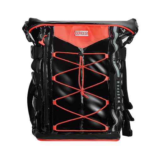 Goldfire Expandable Motorcycle Tail Bag Travel Luggage Sissy Bar Bag, Weather Resistant Tail Duffle Bag Motorcycle Gear Backpack with Sissy Bar Straps (Passion Red, Sport)