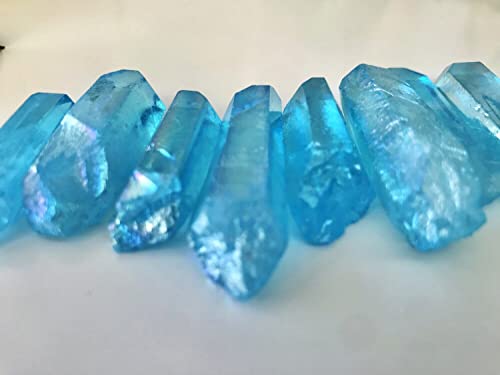 Pachamama Essentials Aqua Aura Point Quartz Healing Crystal Natural - Healing Stone - Crystal Healing 25-50mm