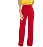 Women Stretchy Straight Leg Dress Pants Comfy Solid Classic High Waisted Wide Leg Long Bootcut Pant Slacks Work Office