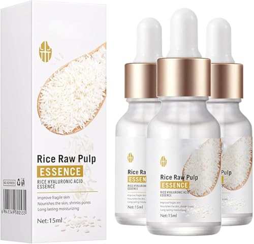 Crema de arroz para blanquear la piel, extracto de arroz con ácido hialurónico, esencia de suero facial hidratante y nutritivo, hidratante antiarrugas y reduce los poros
