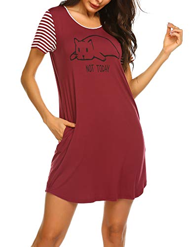 Ekouaer Women's Short Sleeve Nightgown Ladies Night Shirts Soft Sleeping Shirts Loungewear Nightshirts Red L Ekouaer Women's Short Sleeve Nightgown Ladies Night Shirts Soft Sleeping Shirts Loungewear Nightshirts Red L