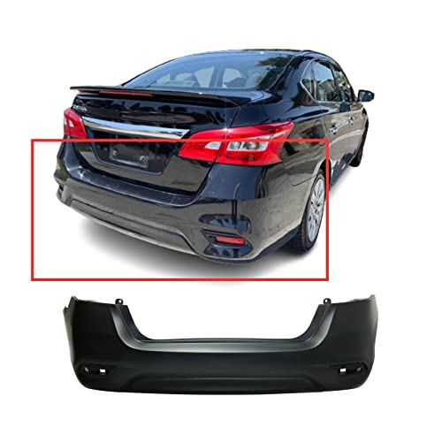FitParts Compatible With Rear Bumper Cover 2016 2017 2018 Nissan Sentra S SL SV FE+S FE+SV Sedan 16 17 18. New, Primed and Ready for Paint. W/o Parking Aid Sensor Holes. 850223YU0J