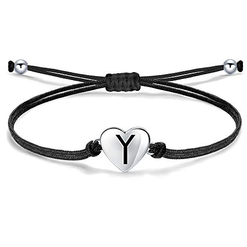 J.Endéar joyería mujer oferta flash, Pulsera Letra inicial Y Corazones Plata...