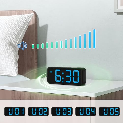 Image of Peakeep Small Mini Digital Alarm Clock Battery Operated for Bedroom Travel, 1.65 inch Numbers Large Display Cordless Clock for Beside Seniors Elderly, Auto Manual Dimmers, 5 Levels Volume