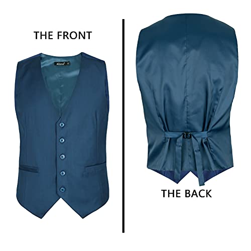 Image of Alizeal Mens Classic Solid Color Business Suit Vest Regular Fit Tuxedo Waistcoat for Wedding