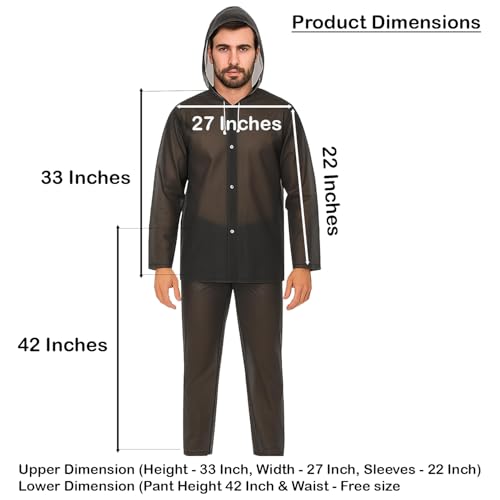 Image of Allextreme EVA Rainsuit Set 75 GSM with Adjustable Hood Full Sleeves Lightweight Raincoat with Pants waterproof Outdoor Travel Rainwear for Bike Riders Men (Pack of 1, Black)