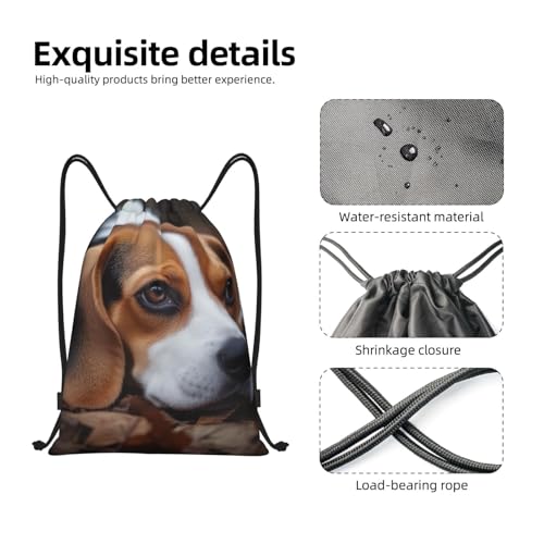 Drawstring Backpack Sports Gym Bags Draw String Bag for Women Men Cute Beagle Drawstring Bags Sackpack3