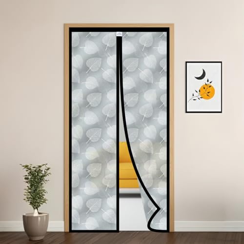 Image of LifeKrafts Customizable Magnetic AC Curtain | Thermal Screen | Insulated | Leaf Design Pattern | Non-Transparent EVA Material | Insect Screen,Pest&Dust Control,Privacy Screen| Upto Maximum 220x120 cm