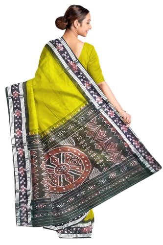 Image of COTTONSILK & KHANDUAPATA Odisha Sambalpuri Handloom Ikat Women Cotton Saree, Odisha Handloom Handmade Pure Cotton Khandua Saree, Ikkat Orissa Traditional Handloom Saree Without Blouse 430