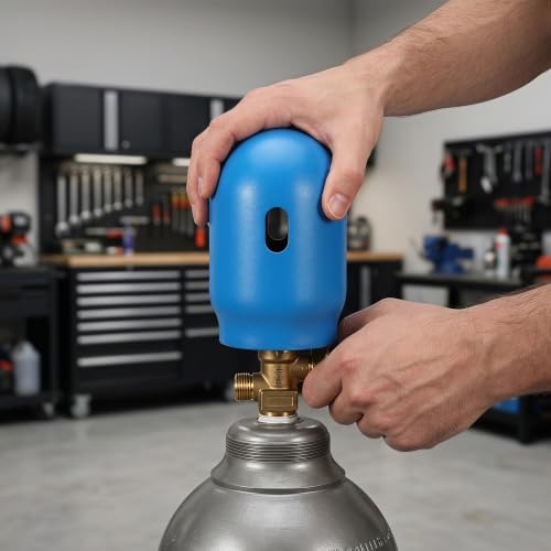 Tapa de cilindro de oxígeno de acero azul para transporte seguro y uso industrial 6
