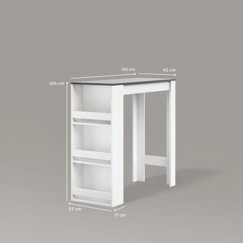 Livinity Tavolo da bar Regusa, Bianco/antracite, 45 x 110 cm