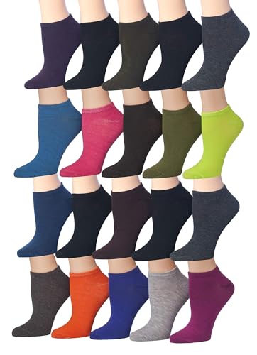 Image of Tipi Toe Women's 20 Pack Colorful Low Cut Socks - Lightweight, Breathable Design for All-Day Comfort Sizes 9-11 /10-13