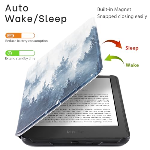Image of CoBak Case for All New 6 Inch E-Reader 2024 and 2022 (11 Generation) - PU Leather Smart Cover, Auto Sleep and Wake,Forest