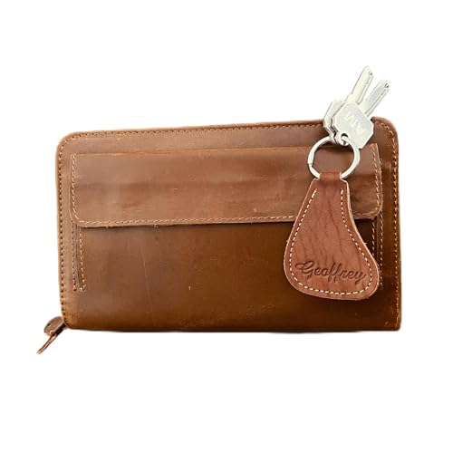 Geoffrey Mega Wallet I Signature Collection 100% Cow Leather Travel Passport, Cards and Cash Vintage Style with Zipper Closure