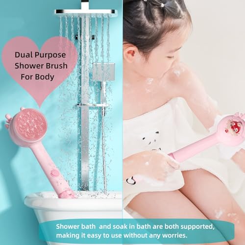 Augensterm QH-EBB-03 Electric Shower Back Scrubber With Long Handle For Children,Automatic Shower Body Scrubber With 3 Replacement Brush Heads thumb #3