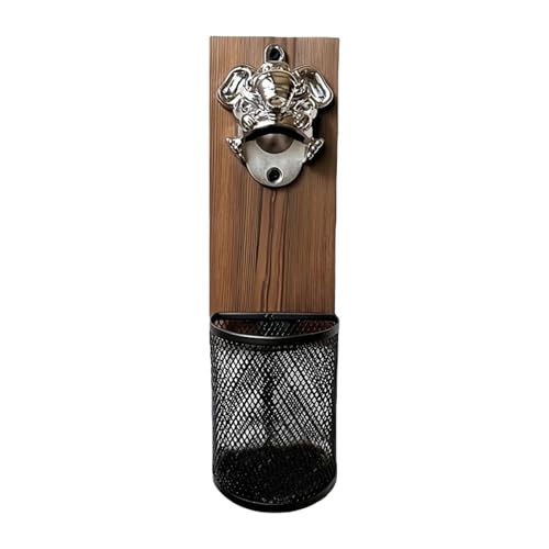 predolo Abridor de Botellas con Recogedor de Tapas, Utensilio de Cocina Decorativo para El Frigorífico, Cabeza de Elefante Plateada, Individual