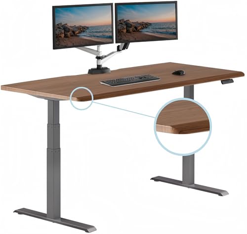 Vari ComfortEdge 72x30 Inch Electric Standing Desk Height Adjustable Large Office Sit Stand VariDesk with Sloped Edge Memory Presets 180 LB Capacity + Tool-Free Assembly (Walnut)