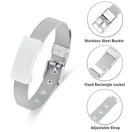 Bracelet commémoratif pour cendres acier inoxydable argent 18 cm bijou homme