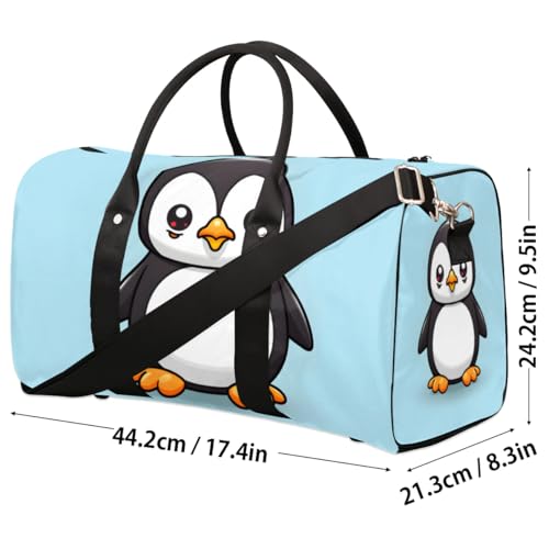 Travel Duffel Bag, Cute Animal Penguin Sports Tote Gym Bag Foldable Western Aztec Weekender Bag Carry on Luggage Handle Bag Overnight Shoulder Bag for Women Men,A-16994